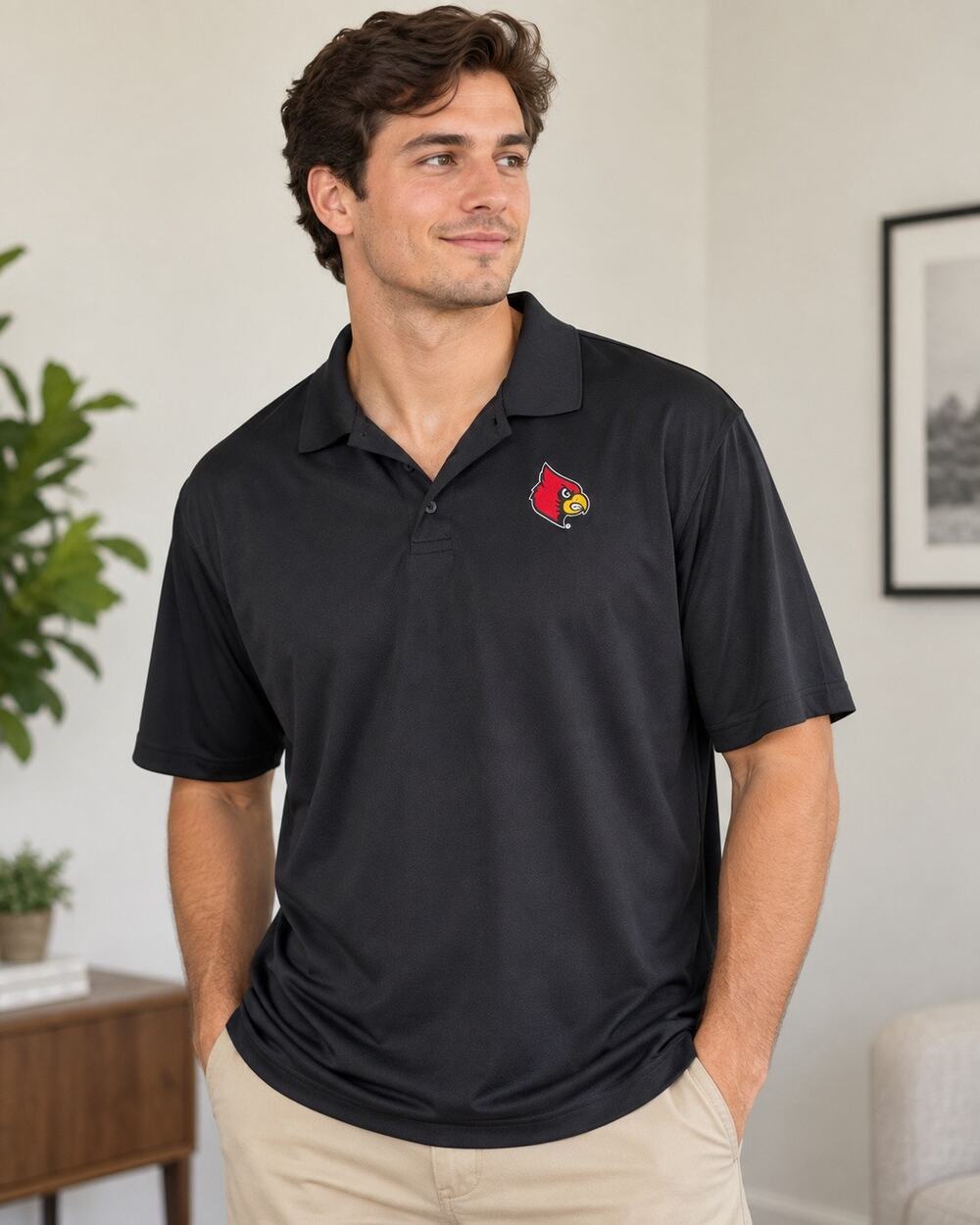 Louisville Cardinals Men’s L Black NCAA Performance Polo